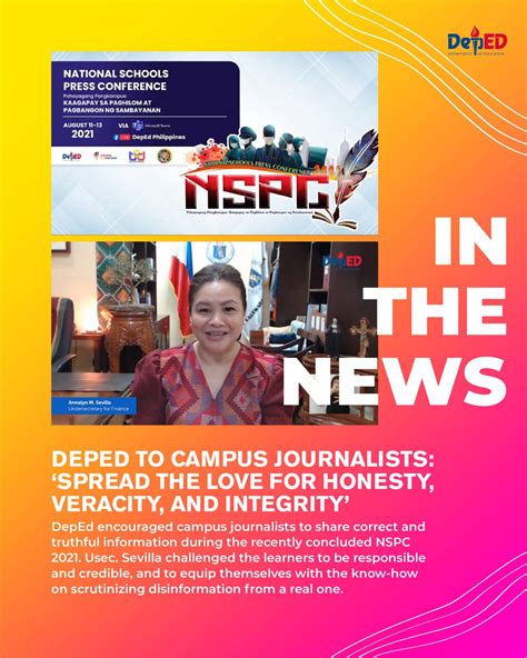 DepEd to campus journalists: ‘Spread the love for honesty, .